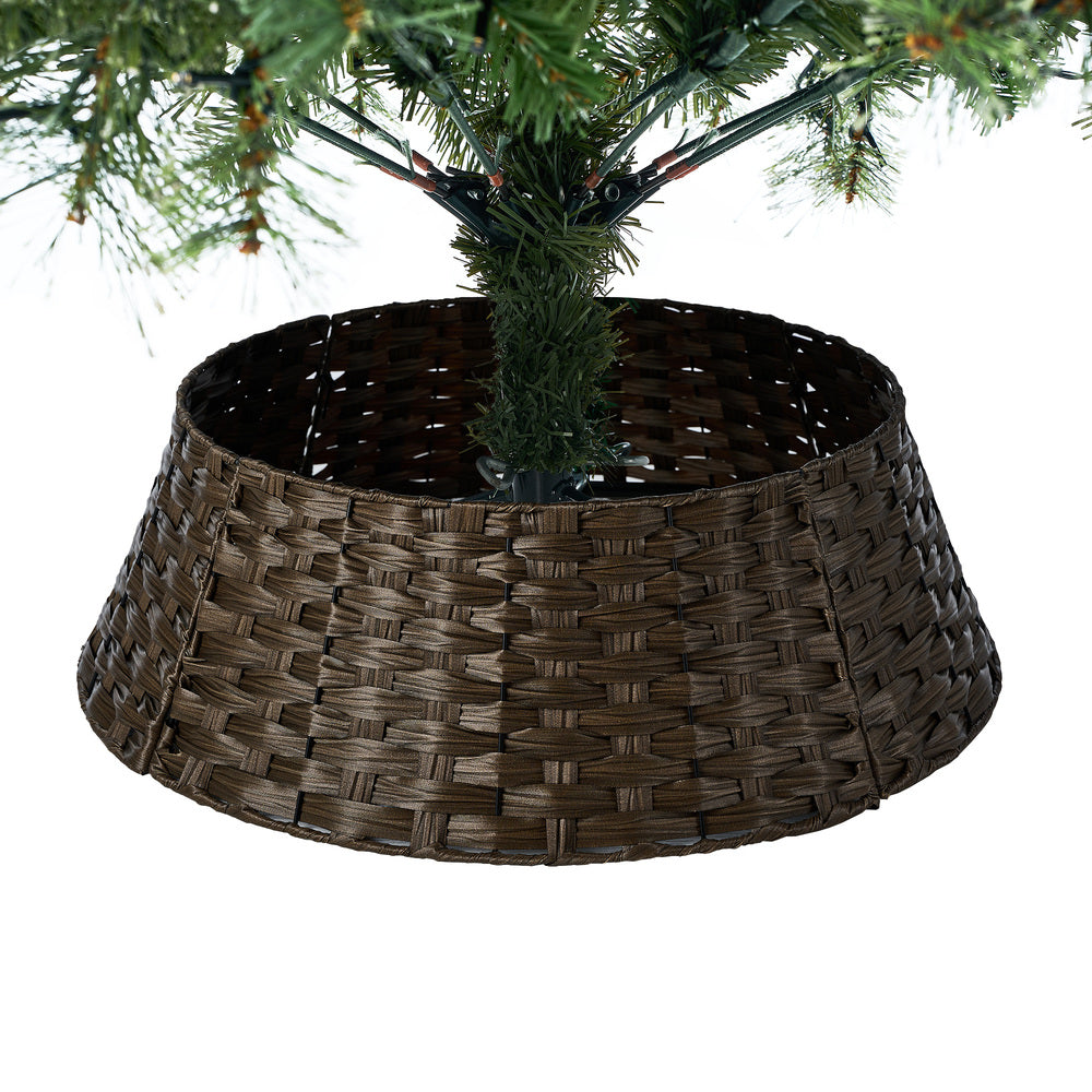 Tinseltown LED Christmas Tree 2.1M 7FT with Rattan Tree Skirt Warm Light Green