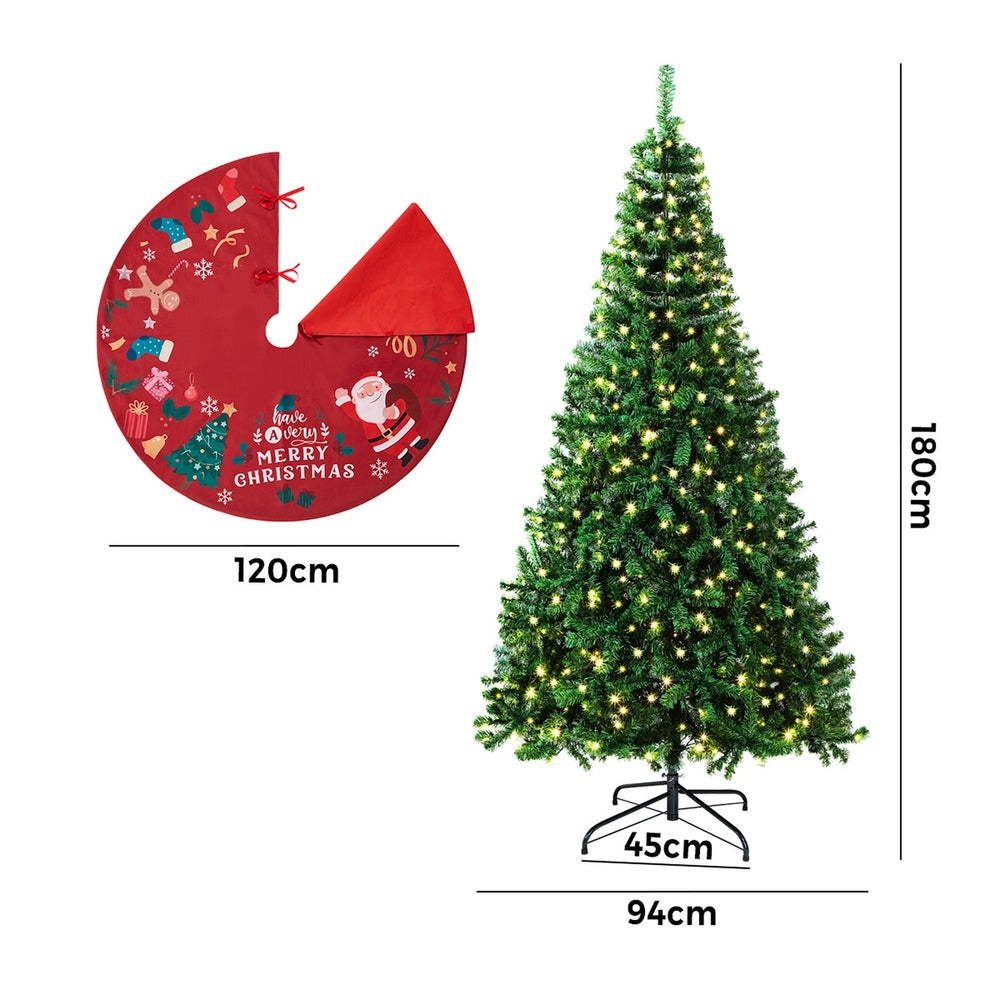Tinseltown LED Christmas Tree 6FT 1.8M with Red Tree Skirt