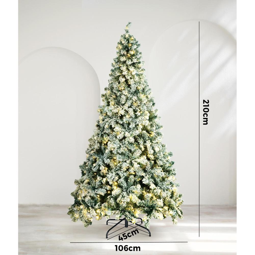 Christmas Tree 2.1M 7FT Snow Flocked Green with LED