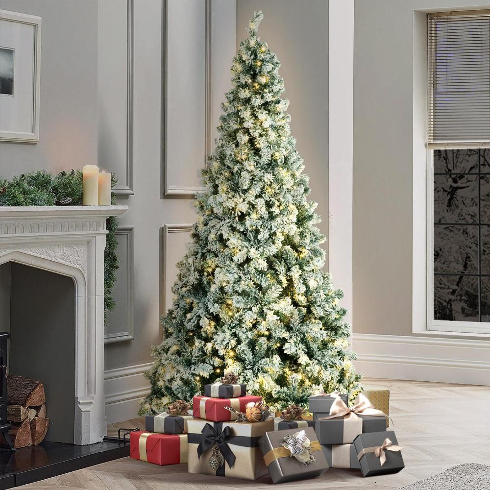 Christmas Tree 2.4M 8FT Snow Flocked Green with LED
