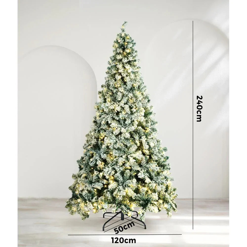 Christmas Tree 2.4M 8FT Snow Flocked Green with LED