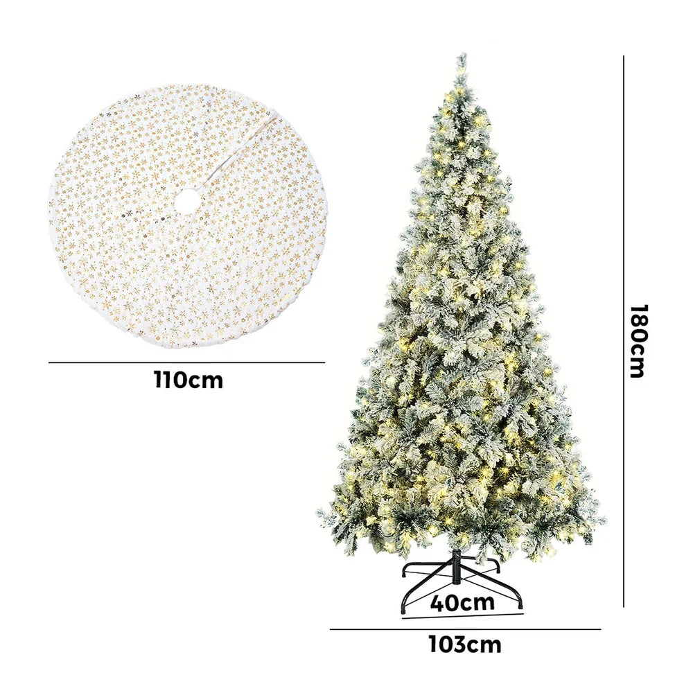 LED Christmas Tree 1.8M 6FT with Tree Skirt Light Snow-sprayed Green