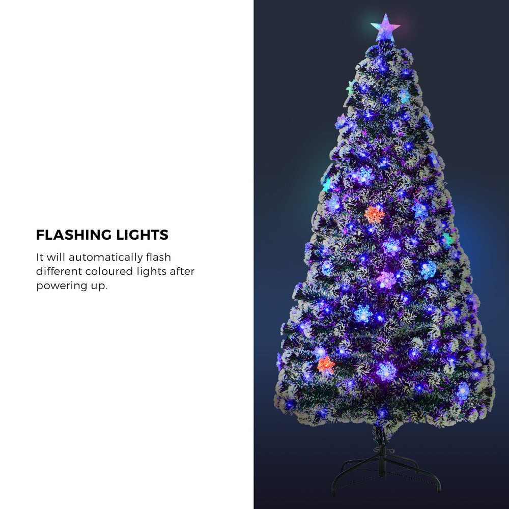 Tinseltown LED Christmas Tree 2.1M 7FT with Tree Skirt Light Snow-sprayed Green