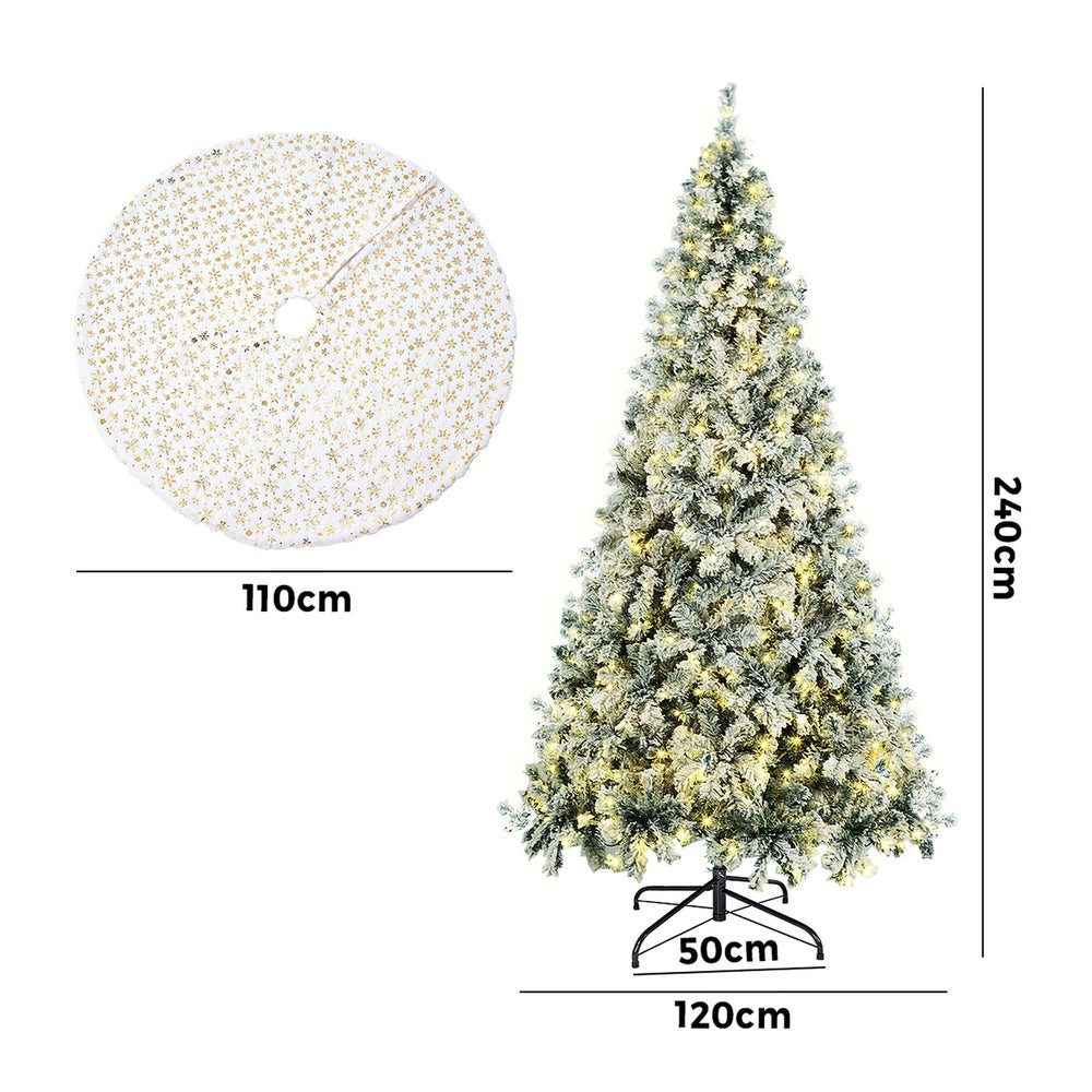 Tinseltown LED Christmas Tree 2.1M 7FT with Tree Skirt Light Snow-sprayed Green