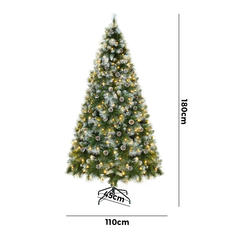 LED Christmas Tree 1.8M 6FT Pre-lit Light 8 Flash Modes Pine Cones