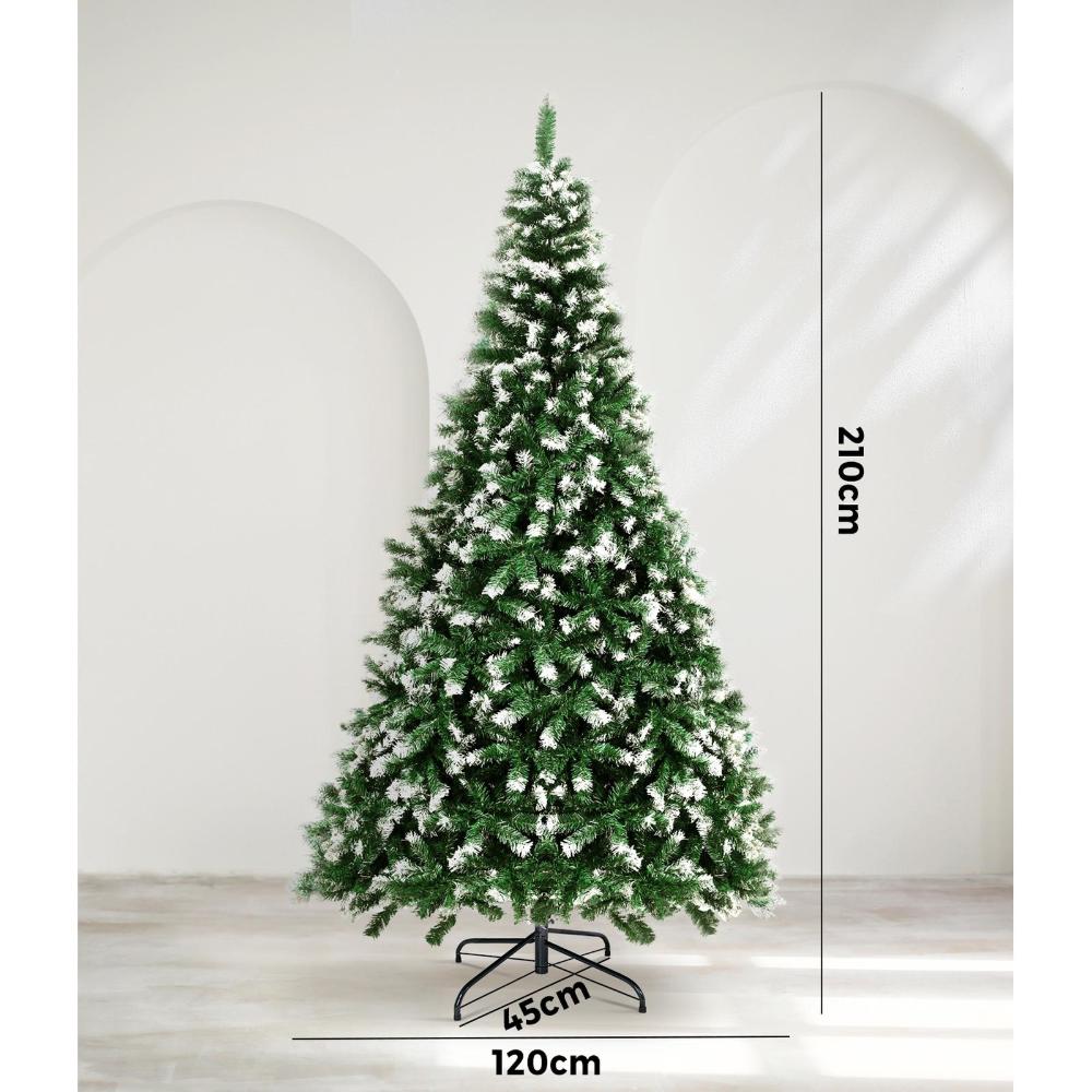 Christmas Tree 2.1M 7FT Snowy Decor Green 1050 Tips