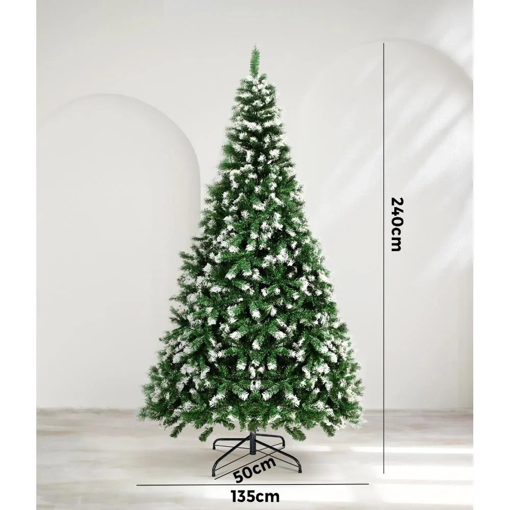 Christmas Tree 2.4M 8FT Snowy Decor Green 1480 Tips