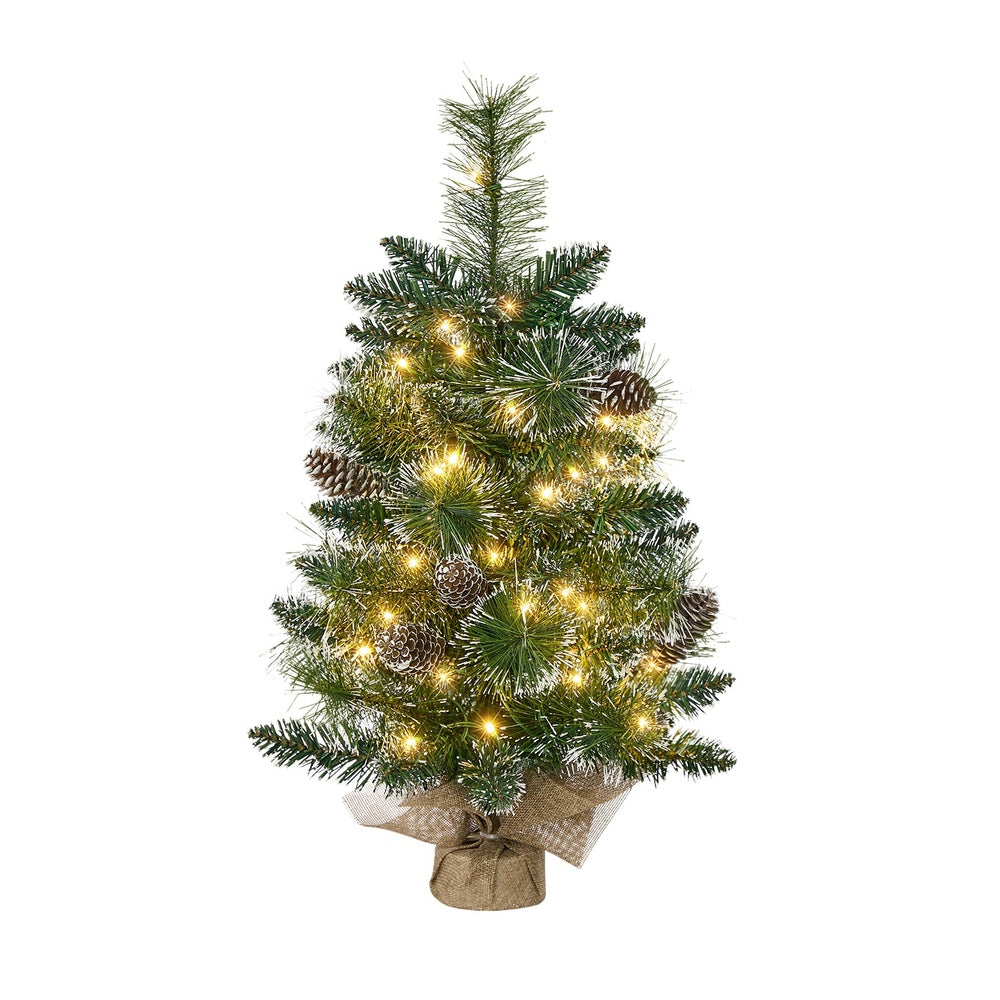 Tinseltown Mini LED Christmas Tree Faux Pine Cones 60cm Green