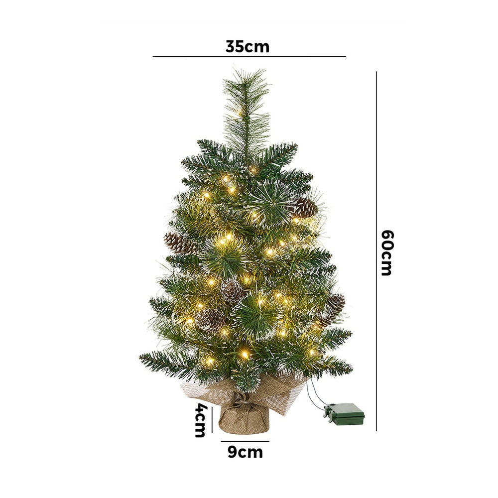 Tinseltown Mini LED Christmas Tree Faux Pine Cones 60cm Green