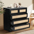 5 Chest of Drawers Dresser Rattan Black