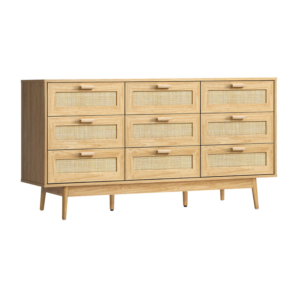 9 Chest of Drawers Rattan Lowboy Wooden