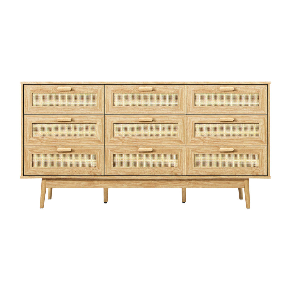 9 Chest of Drawers Rattan Lowboy Wooden