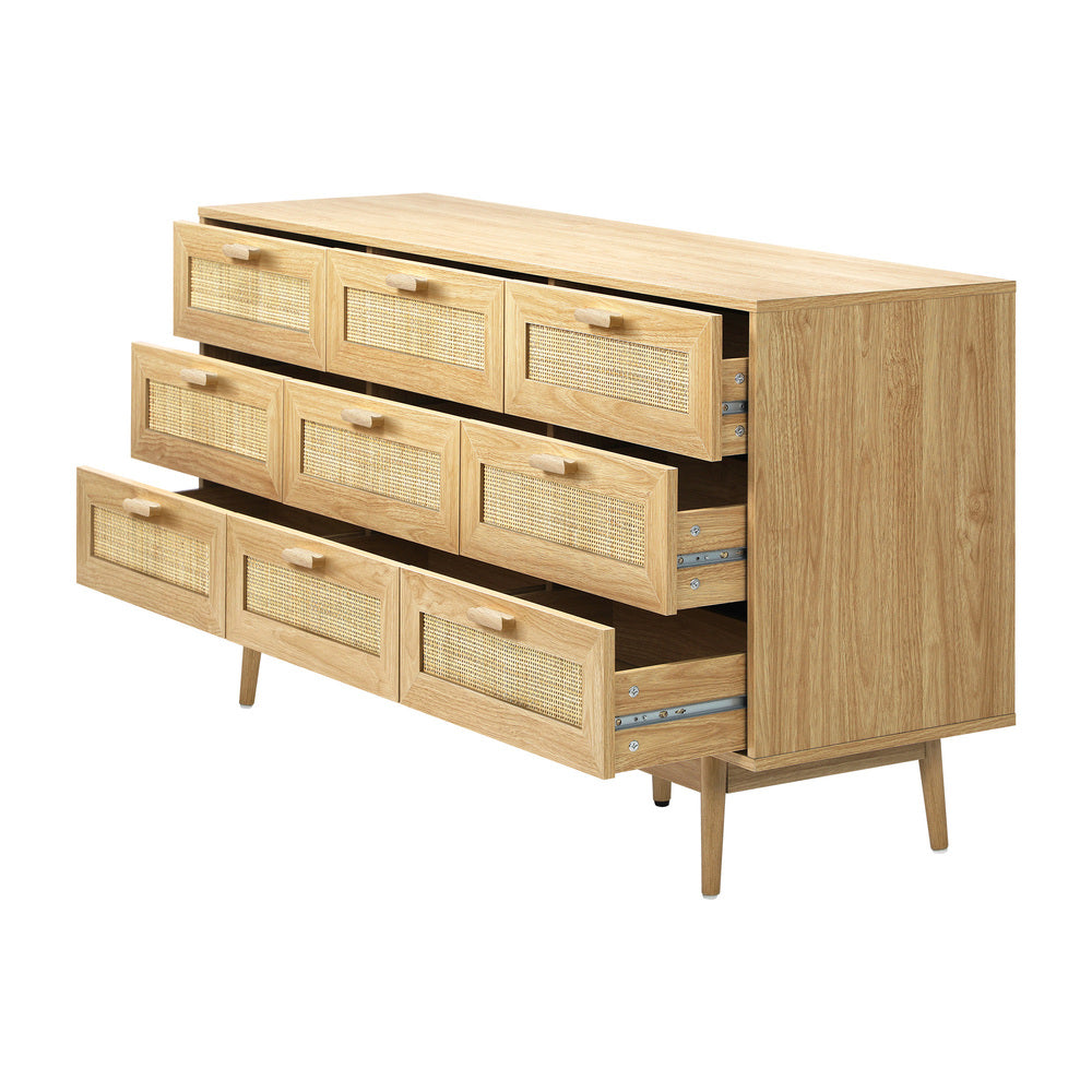 9 Chest of Drawers Rattan Lowboy Wooden