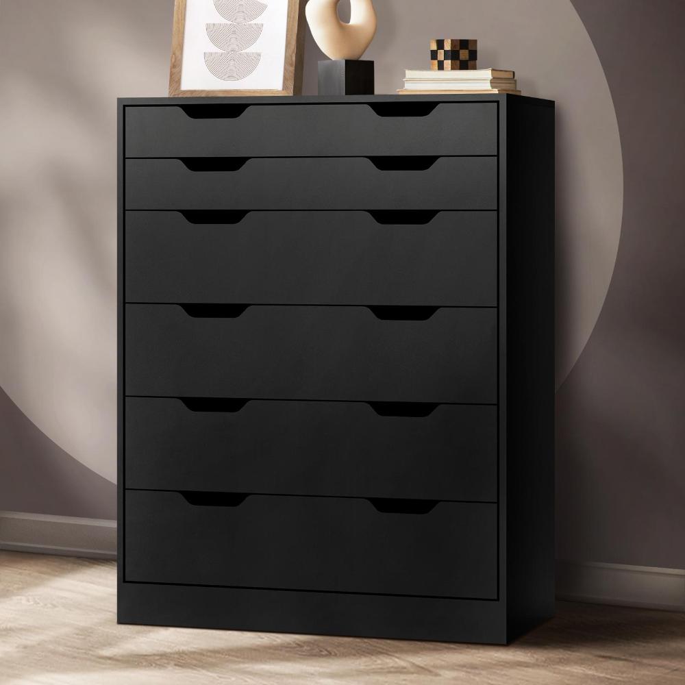 6 Chest of Drawers Air Gap Handles Black