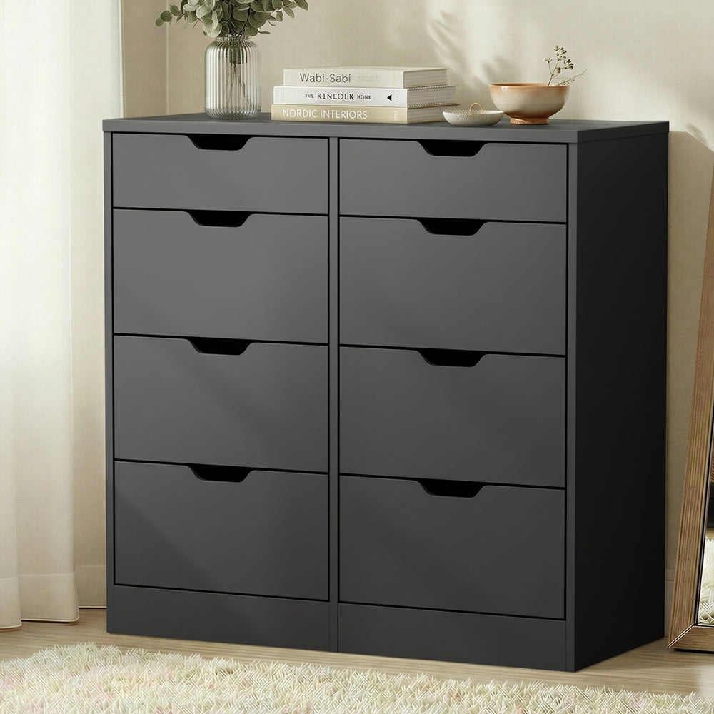8 Chest of Drawers Tallboy Cabinet Bedroom Storage Black