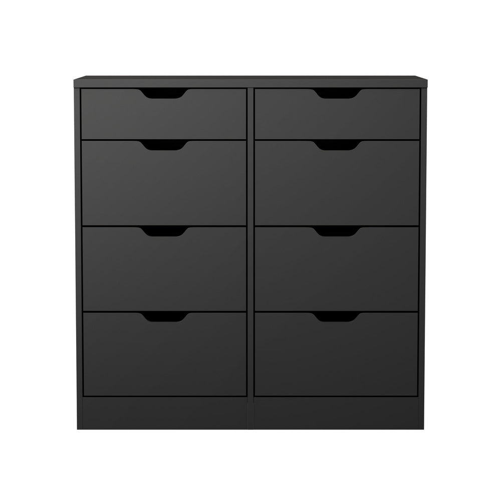 8 Chest of Drawers Tallboy Cabinet Bedroom Storage Black