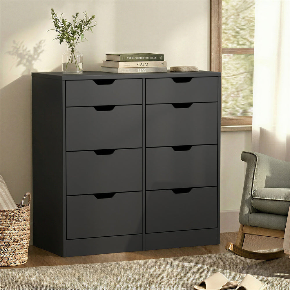 8 Chest of Drawers Tallboy Cabinet Bedroom Storage Black