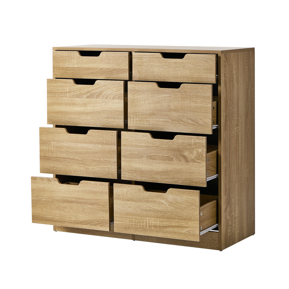 8 Chest of Drawers Tallboy Cabinet Bedroom Storage Natural