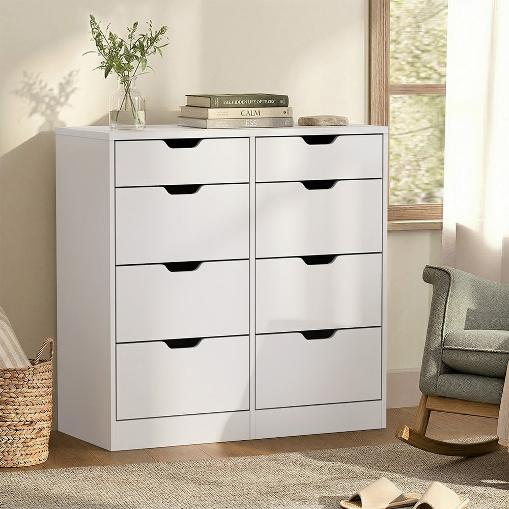 8 Chest of Drawers Tallboy Cabinet Bedroom Storage White