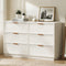 Oikiture 6 Chest of Drawer Lowboy Dresser Metal Handle Creamy White