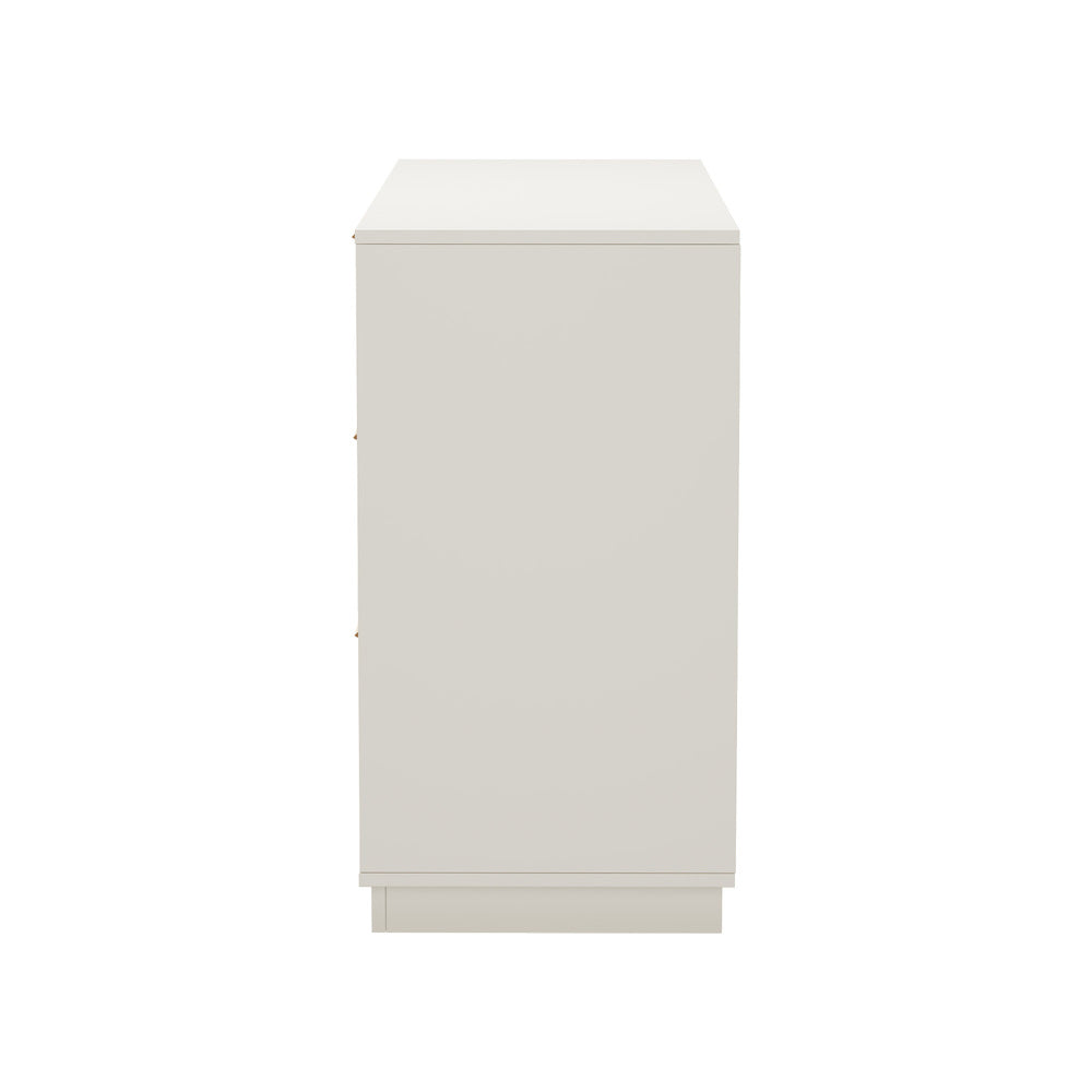 Oikiture 6 Chest of Drawer Lowboy Dresser Metal Handle Creamy White