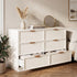 Oikiture 6 Chest of Drawer Lowboy Dresser Metal Handle Creamy White