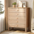 Chest of Drawers 5‑Drawer Tallboy – Natural Woodgrain Bedroom Storage