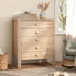 Chest of Drawers 5‑Drawer Tallboy – Natural Woodgrain Bedroom Storage