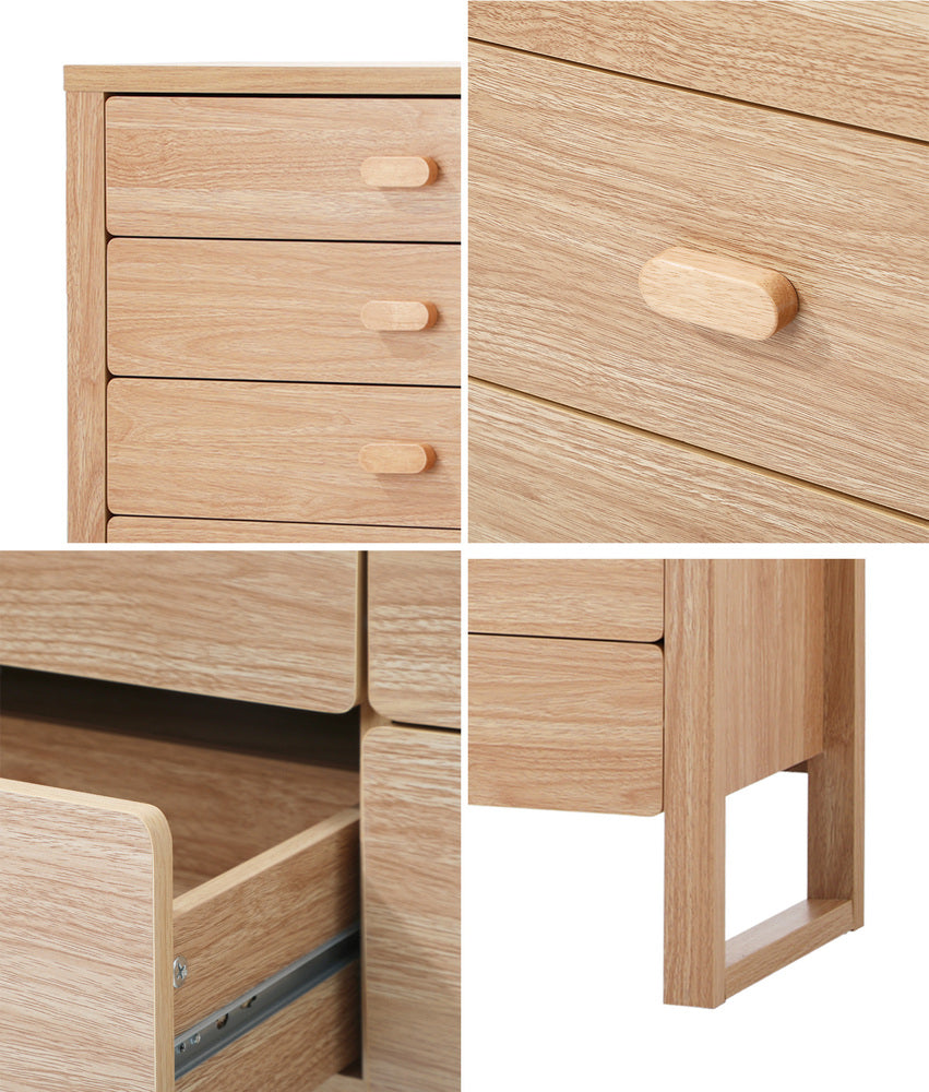 Chest of Drawers 5‑Drawer Tallboy – Natural Woodgrain Bedroom Storage