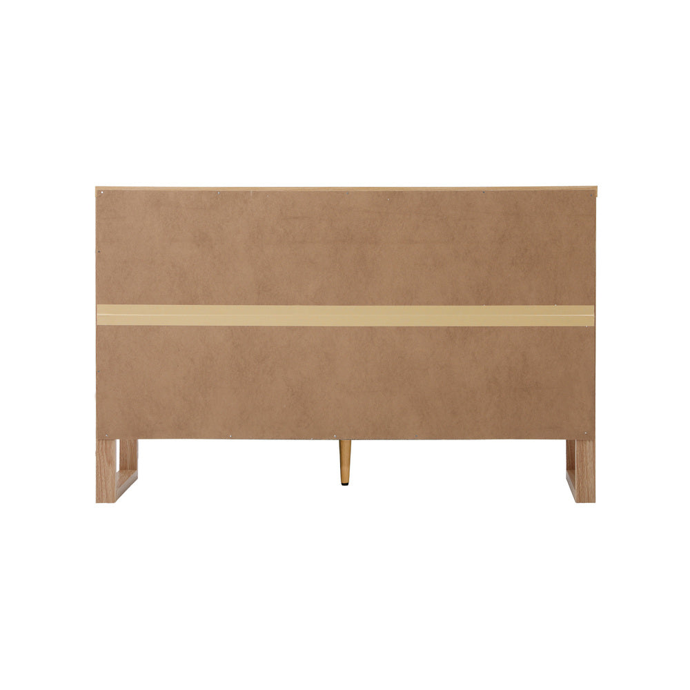 Oikiture Chest of Drawers 6‑Drawer – Lowboy Storage Cabinet Natural Wood Look