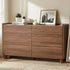 Oikiture 6 Drawer Chest of Drawers Storage Cabinet Handle-Free Walnut
