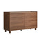 Oikiture 6 Drawer Chest of Drawers Storage Cabinet Handle-Free Walnut