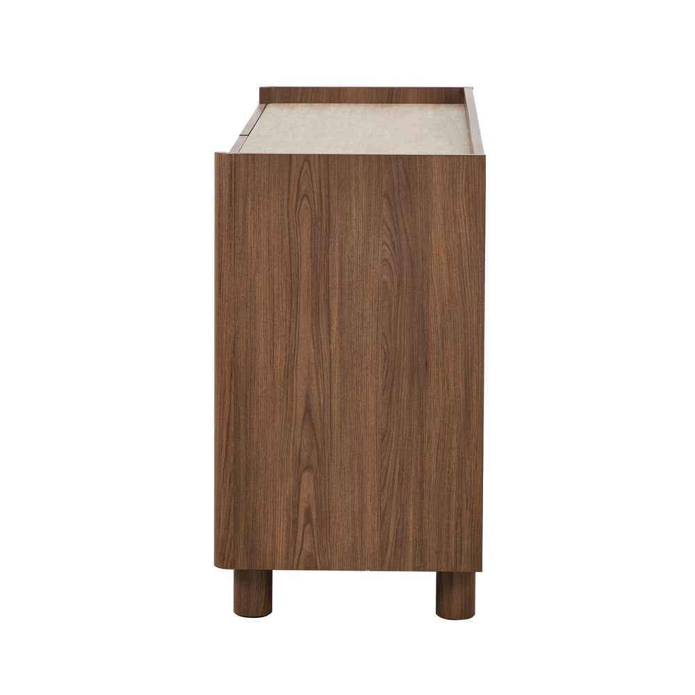 Oikiture 6 Drawer Chest of Drawers Storage Cabinet Handle-Free Walnut