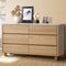 Oikiture 6 Drawer Chest of Drawers Natural Faux Marble Top Wooden Dresser