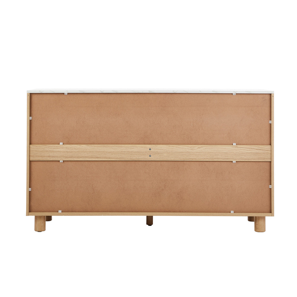 Oikiture 6 Chest of Drawers Dresser Faux Marble Top Natural