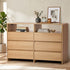 6 Chest Of Drawers Dresser with 2 Open Shelves Natural