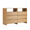 6 Chest Of Drawers Dresser with 2 Open Shelves Natural