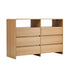 6 Chest Of Drawers Dresser with 2 Open Shelves Natural