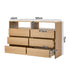 6 Chest Of Drawers Dresser with 2 Open Shelves Natural