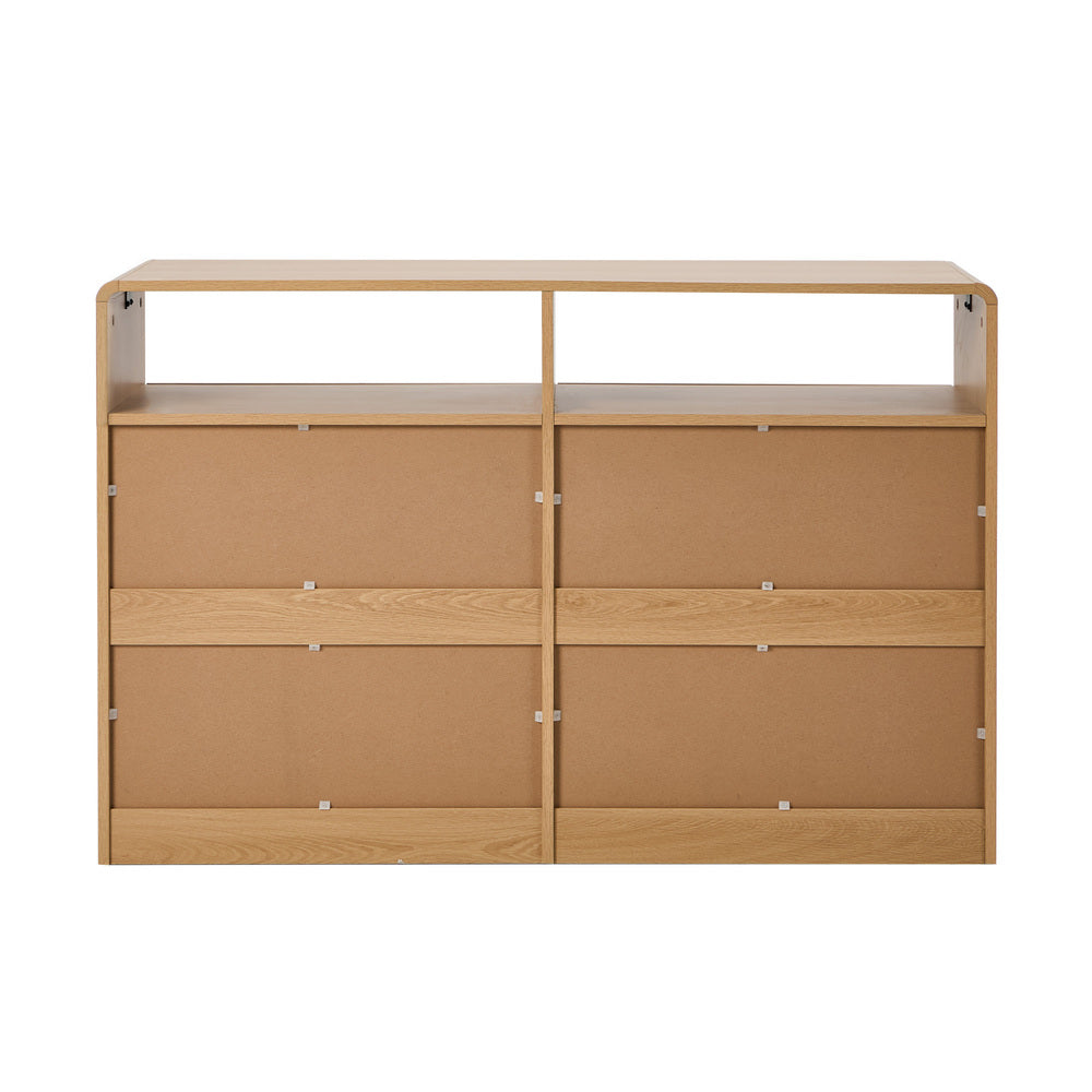 6 Chest Of Drawers Dresser with 2 Open Shelves Natural