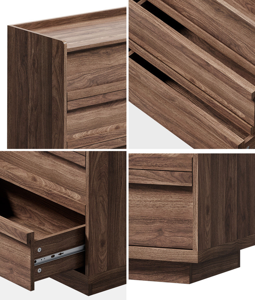 6 Chest Of Drawers Lowboy Handle-Free Storage Walnut