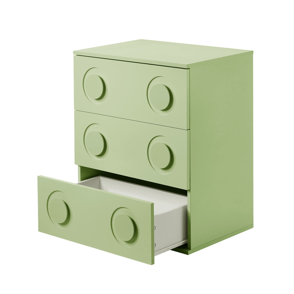 3 Chest of Drawers Cabinet Bedroom Dresser Night Stand Green