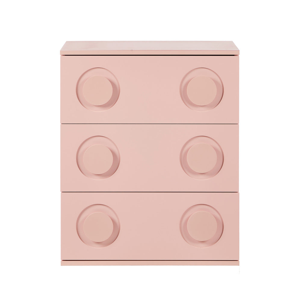 3 Chest of Drawers Cabinet Bedroom Dresser Night Stand Pink
