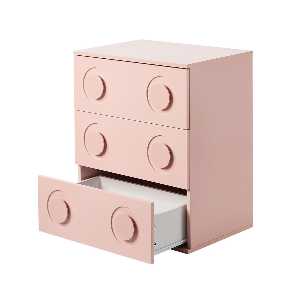 3 Chest of Drawers Cabinet Bedroom Dresser Night Stand Pink