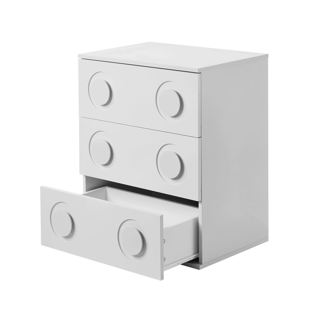 3 Chest of Drawers Cabinet Bedroom Dresser Night Stand White