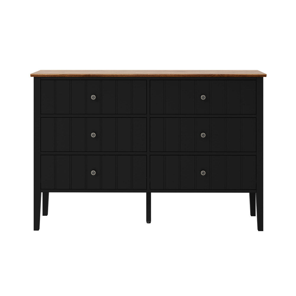 Oikiture 6 Drawer Chest of Drawers Storage Cabinet Farmhouse Black