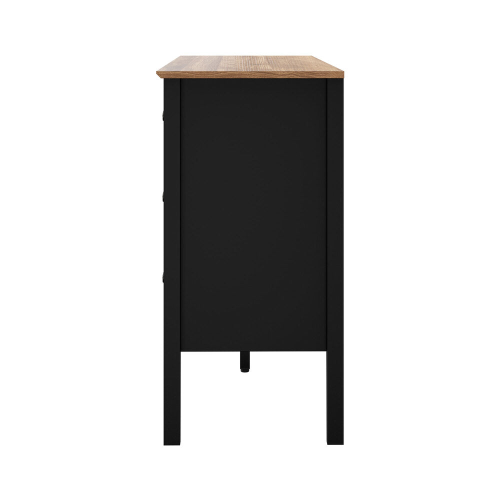 Oikiture 6 Drawer Chest of Drawers Storage Cabinet Farmhouse Black