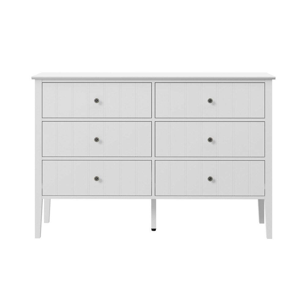 Oikiture 6 Drawer Chest of Drawers Storage Cabinet Farmhouse White