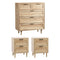 Oikiture 5 Chest of Drawers and 2 Bedside Tables Bedroom Set Natural