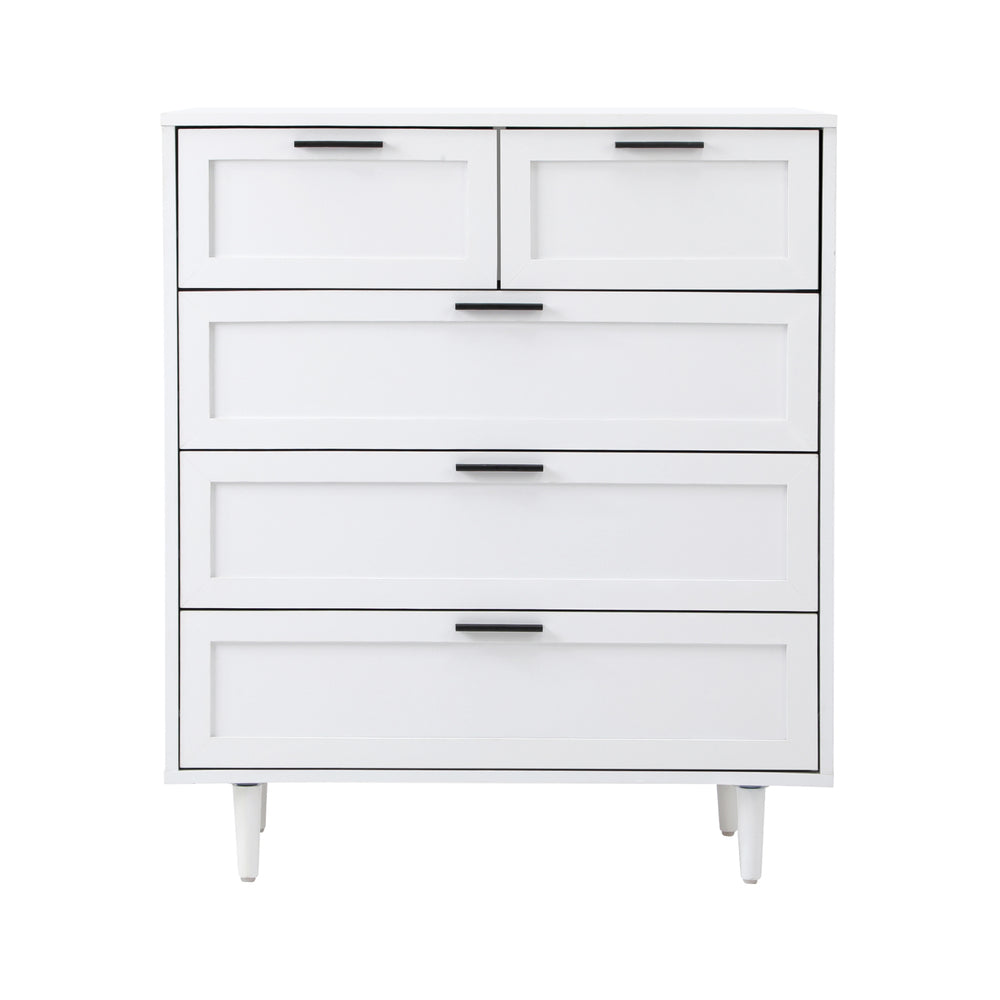 Oikiture Bedroom Set 5 Chest of Drawers and 2 Bedside Tables White